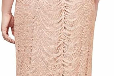 Women'S Metallic Blouson Crochet Dress, Gold plus Size, 18W